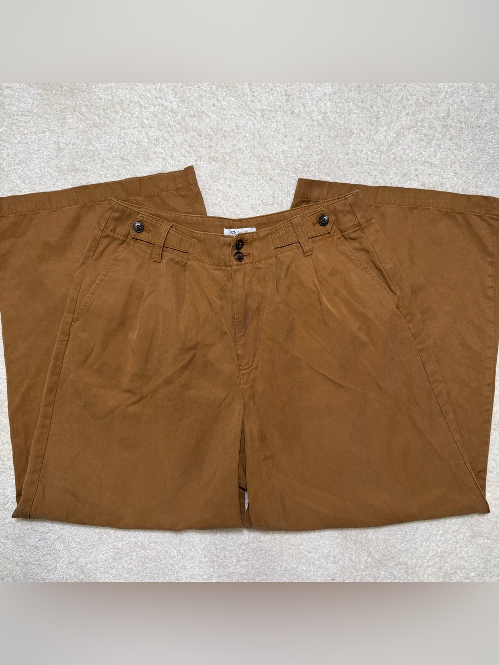 Madewell The Petite Harlow Wide Leg Pant Acorn Chestnut Trousers Size 8 - Picture 7 of 11